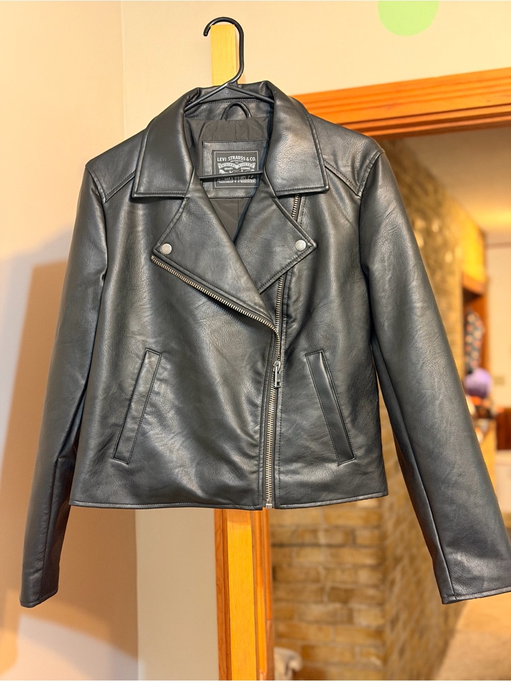Levi Strauss & Co. Black Leather Moto Jacket Asymmetrical Zip Biker Medium